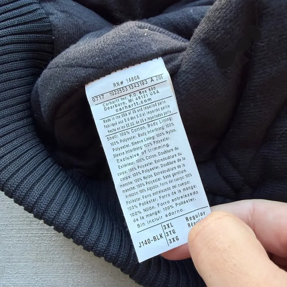 Carhartt J140 BLK black hooded work wear jacket - Picture 6 of 7